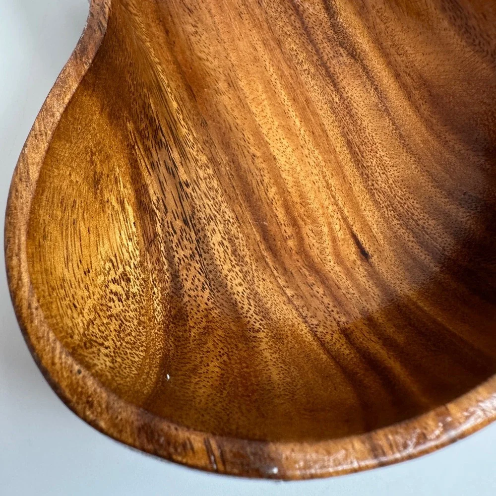 Vtg Hand Carved Monkey Pod Wood Bowl MCM Boho Catchall Dish Beach Coastal Tiki